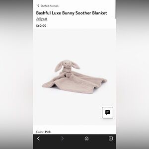 Jellycat Pink Bunny lovey blanket